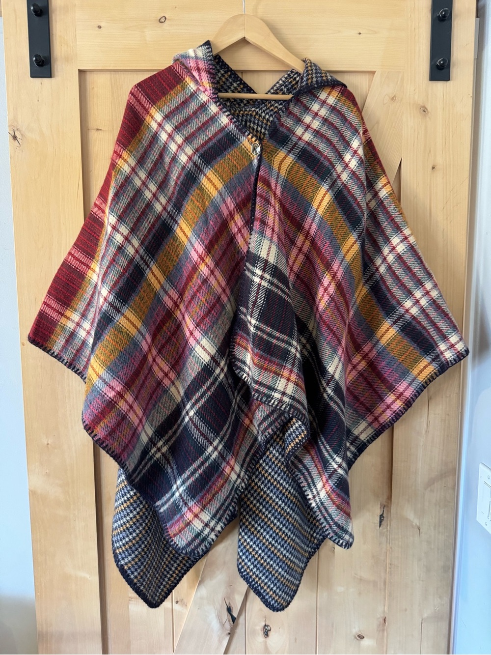 Marc New York hooded cape with a reversible design